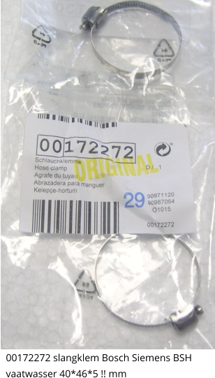 00172272 slangklem Bosch Siemens BSH vaatwasser 40*46*5 !! mm